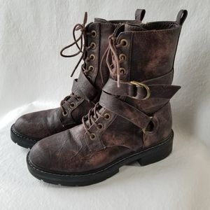 SEVEN7 Cardi B Combat Boots Bronze Sz 10